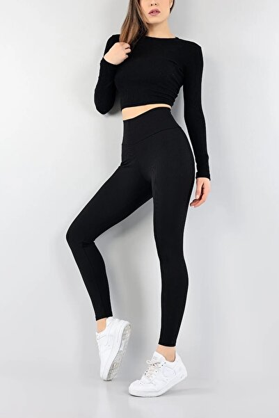 Livik Μαύρο & Μπεζ Κοτλέ Fleece Εσωτερικά Raster Χειμερινό κολάν Ψηλόμεση 2 τεμαχίων Advantageous Pack