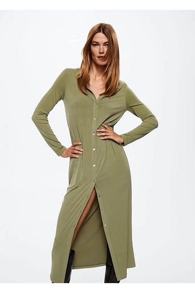 MANGO Khaki Women's Dress 37094065