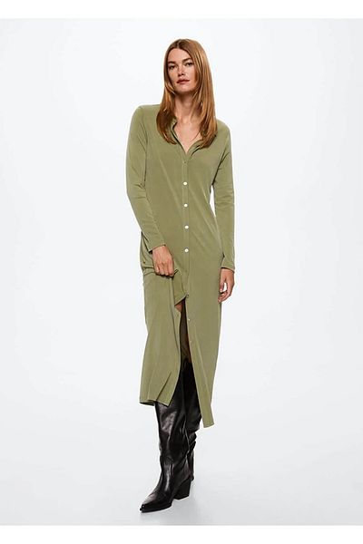 MANGO Khaki Women's Dress 37094065