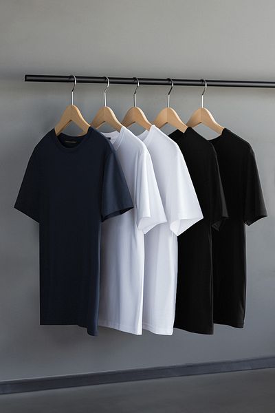 Trendyol Collection Μαύρο-άσπρο-ναυτικό μπλουζάκι με λεπτή/στενή εφαρμογή 5'li Πακέτο 100% σκληρό ύφασμα TMNAW20TS0243