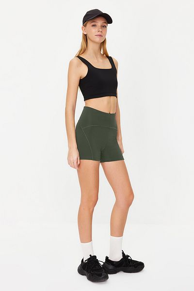Trendyol Collection Schwarz-Khaki 2er-Pack Restorer Strick-Sportshorts/kurze Leggings TWOSS21SR0698