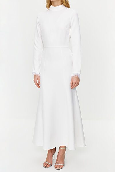 Trendyol Modest Rochie de seara de nunta si ocazii speciale impletite alba - TCTSS24DB00044