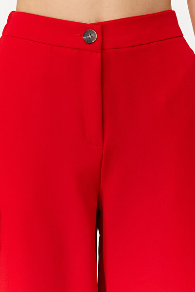 Trendyol Collection Piros, széles szárú, oldalsó gombos szőtt nadrág - TWOSS20PL0398