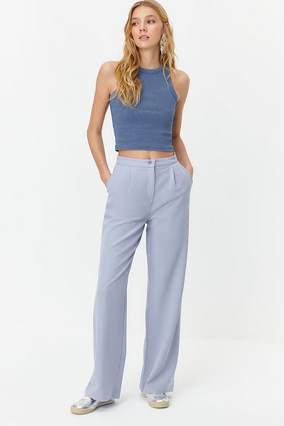 Trendyol Collection Light Blue Wide Leg Woven Trousers - Twoaw22Pl0139