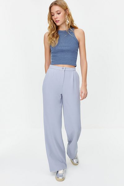 Trendyol Collection Light Blue Wide Leg Woven Trousers - Twoaw22Pl0139