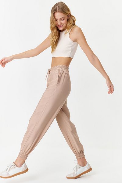 Trendyol Collection Beige Elastic Waist Jogger Woven Trousers TWOSS20PL0129