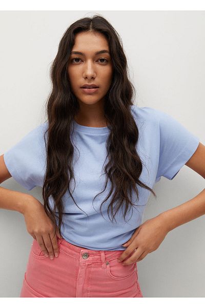 MANGO Woman Himmelblaues Damen-T-Shirt für Erwachsene 17002029