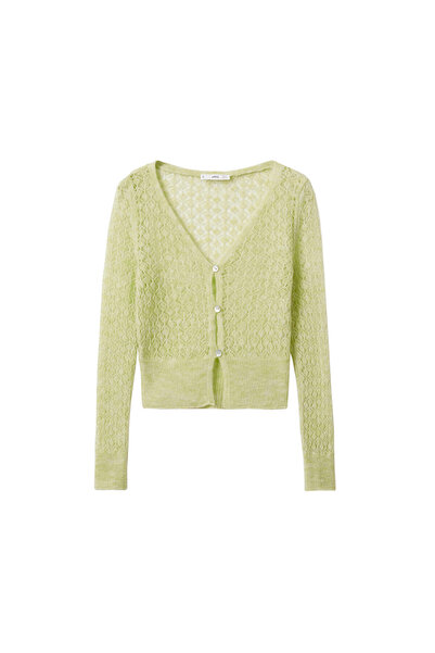 MANGO Woman Women's Lime Green Cardigan