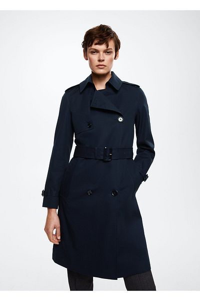 MANGO Dunkelblauer Damen-Trenchcoat 37052879
