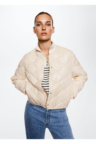 MANGO Woman Palton de damă Off-White37024378