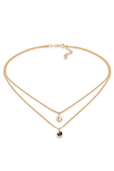 ELLI Halskette Damen Choker Layer Kristalle Rund in 925 Sterling Silber