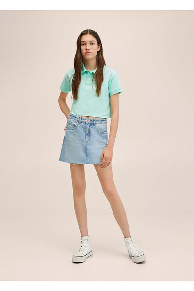 MANGO Kids Pastellgrünes T-Shirt mit Polokragen für Mädchen