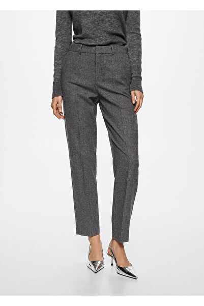 MANGO Woman Gri Kadın Pantolon 37026705