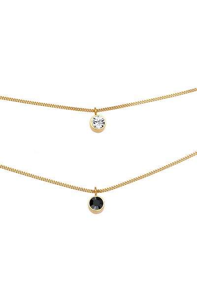ELLI Halskette Damen Choker Layer Kristalle Rund in 925 Sterling Silber