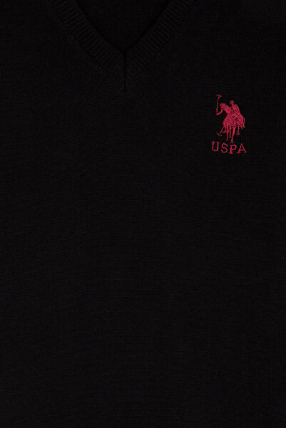 U.S. Polo Assn. Erkek Çocuk Siyah V Yaka Triko Kazak Basic