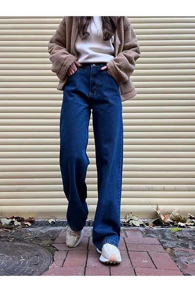 Gofeel Harajuku Y2k Blue Baggy Washed Jean Street