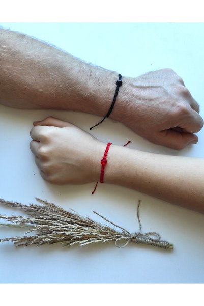 Aksesuar Lover bracelet, red black braid couple bracelet