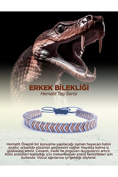 OSMANLI DEĞERLİ TAŞ Sertifikalı Hematit Doğal Taş Erkek Bilekliği ( Babalar G...