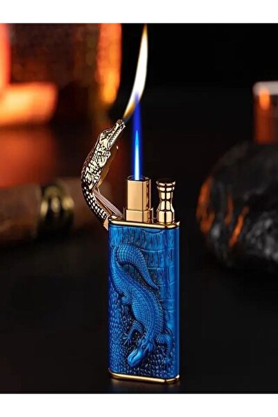 HK GİFT SHOP Ejderha Alevi Timsah Figürlü Çift Alev Çakmak Ejderha Çakmak