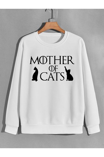 karikatürstore mother of cats cat mom printed 0 collar (bicycle collar) sweatshirt