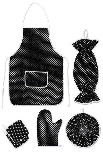 Morlay 6 Pieces Kitchen Set & Kitchen Apron, Oven Gloves, 2-Piece Holder, Organizer Bag Holder, Demlematik