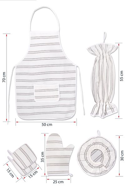 Morlay 6 Pieces Kitchen Set & Kitchen Apron, Oven Gloves, 2-Piece Holder, Organizer Bag Holder, Demlematik