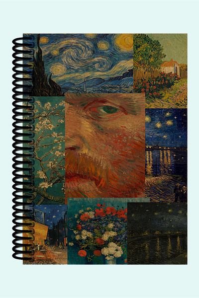 Namgo Picturi Van Gogh Colaj tematic 200 de pagini Cadou A5 Caiet cu copertă Kraft cu spirală