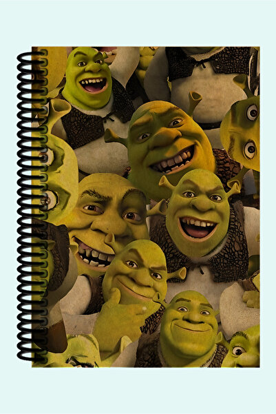 Namgo Shrek Kolaj Temalı 200 Sayfa Hediyelik A5-A6 Spiralli Kraft Kapak Defter