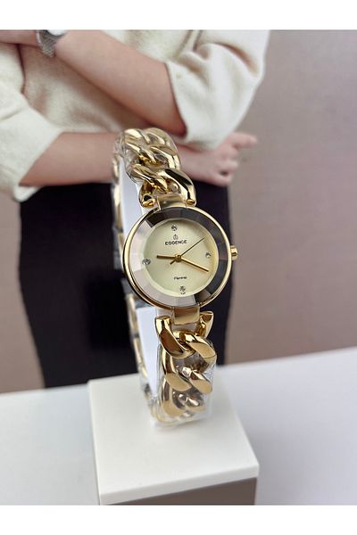 Essence Chained Gold Women's Wristwatch - 3 ATM Waterproof
