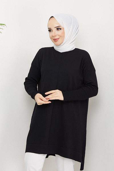 AVSARWEAR Mira Merserize Hijab Tunic Black - Avs-evzad180