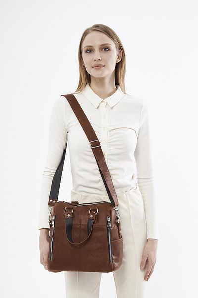 DERİNSS DKB0049 Genuine Leather Women's Tan Hand and Shoulder Bag