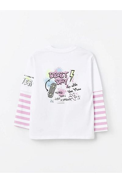LC Waikiki LCW Kids K-Pop Printed Long Sleeve T-shirt dla dziewczynek