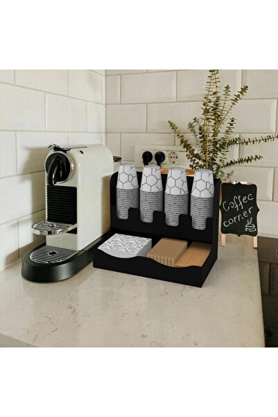 decorelax Kovový stojan na čaj a kávu 16oz černý