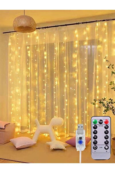 Deco Elit Perde Led 10 Sarkıtlı USB li 3 Metre Kumandalı 8 Modlu (3 mt X 3 mt...