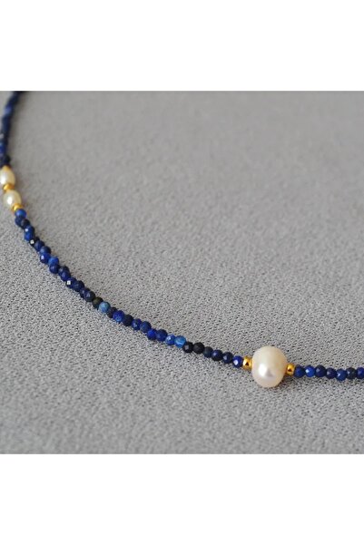 Hazeran accessories Gerçek Kyanit Taşlı İncili Kolye