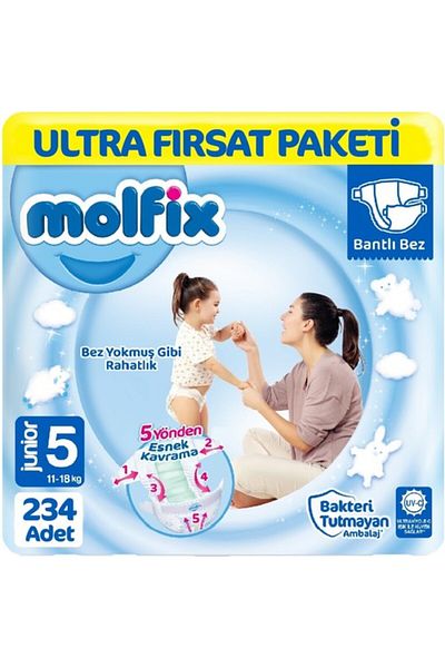 Molfix Baby Diapers Ultra Opportunity Package Junior 5 No 78 Li X 3 Pieces