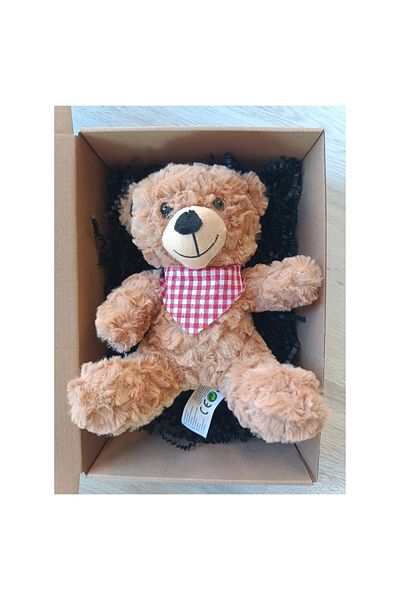 Nostalji Kutusu Candy Toy Plush Bear 25 cm & Design Card Happy Gift Box