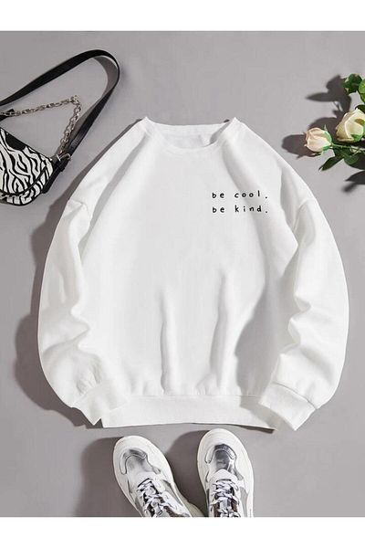 Khione Unisex Becool Bekind Φούτερ με στάμπα μεγάλου μεγέθους