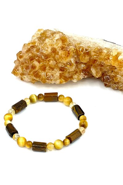 GÜMÜŞ TAŞ EVİ Citrine-Tiger Eye Bracelet