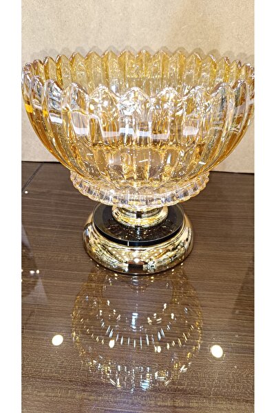 DEKOR ZÜCCACİYE HOME Kristal Gold Yuvarlak Gondol Lüks Cam Şekerlik