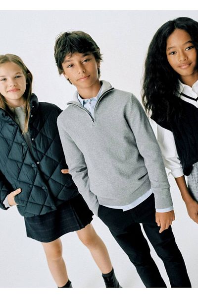 MANGO Kids Pulover gri pentru copii