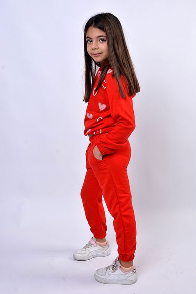 FOLLOWHER Girl's Rubber Detailed Heart Patterned Tracksuit Set