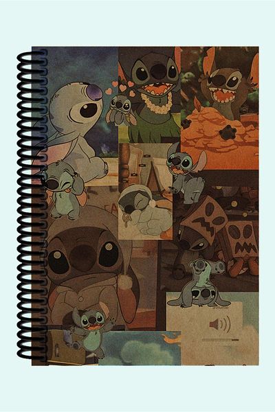 Namgo Caiet de 200 de pagini cadou A5 cu copertă spiralată Kraft cu tematică Stich Collage