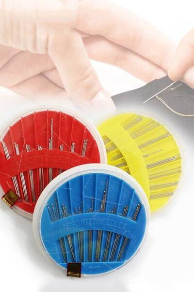 emeey Set de ace de cusut în cutie rotundă Tima, 24 de bucăți, ace cu disc 1410