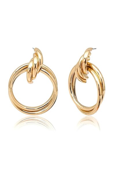 QUEEN AKSESUAR İthal lüks marka kararmaz çelik zara hm model burgu büyük iri halka küpe kadın küpesi gold altın