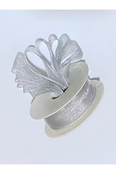 Öztürk Κορδέλα σιφόν ασημί (κορδέλα) 2,5cm x 20μέτρα. Χρώμα: Ασημί.