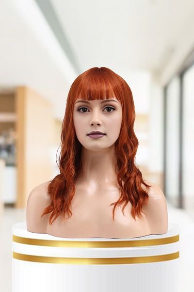 KONAK PERUK Copper Colored Wavy Short Fiber Wig