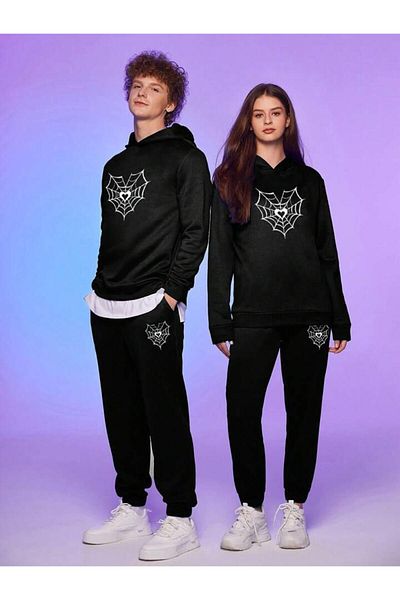 AEMİ Γυναικεία Ανδρικά Spiderman με κουκούλα 2 τεμαχίων Lover Couple Oversize Σετ αθλητικής φόρμας