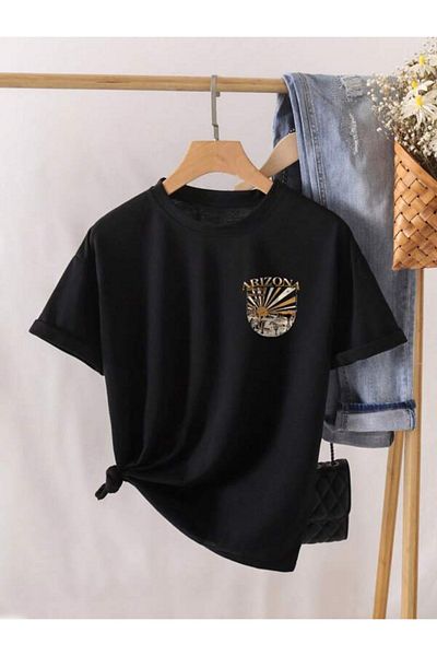 trendgar arizona Μαύρο υπερμεγέθη unisex μπλουζάκι με στάμπα