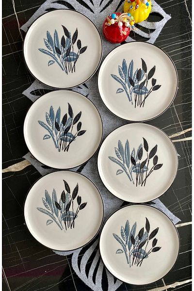 Areyma Başak Gray Model 6 Pieces 20 cm Cake & Serving Plate